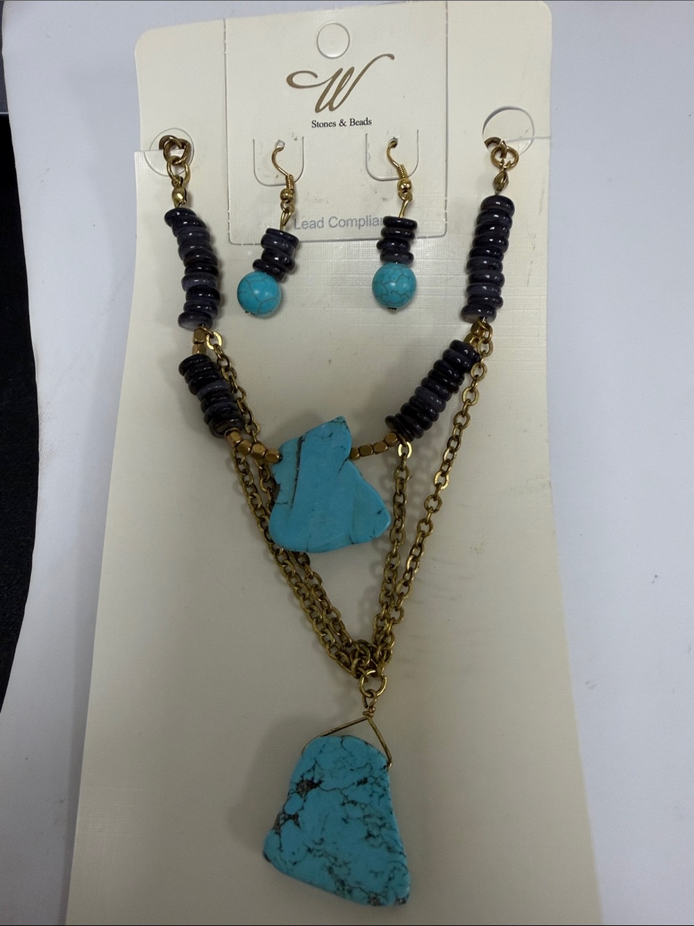 Turquoise Pendant Necklace & Earring Set